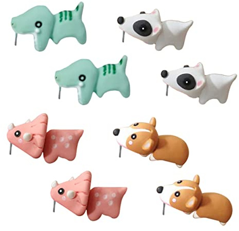 LIFKOME 4paires Boucles Oreilles Animaux Argile Polymère Légères pour Femmes de Colorées Dinosaure Chien Hippopotame Style Kawaii