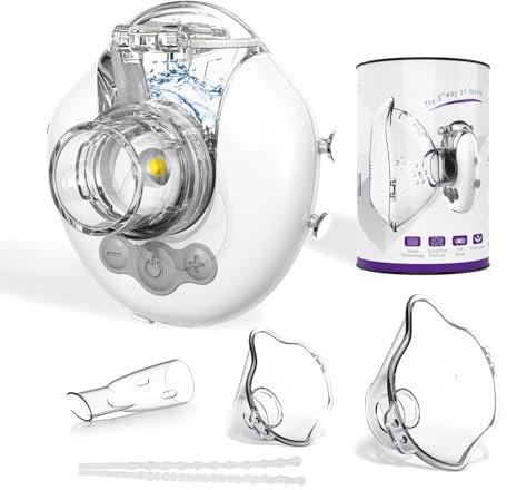 FEELLIFE Mini Nebuliser Machine for Adults Kids, Ultra Slience Handfree Nebulizer Inhaler with 3 Atomization Rate, Efficient Atomization for Home & Travel