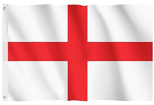 England Flag, Hianjoo Flag of St George 5ft x 3ft with Eyelets Coronation, Vivid Color Fade Proof Polyester Canvas Header Double Stitched Great British Flags 90 * 150CM