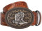 KorhLeoh Cintura con fibbia da cowboy in pelle occidentale per uomo Donna Jeans con stivali floreali incisi Cintura con fibbia Texas (vita 69-104 cm)