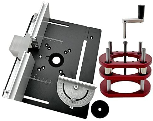Oberfräsen-Lift für Motoren mit 65 mm Durchmesser – Holzoberfräsen-Tauchsockel, Oberfräsen-Lift mit Aluminium-Frästisch-Einlegeplatte, Holzfräsen-Arbeitsbänke, Holzbearbeitung, Gravieren, Heimwerker