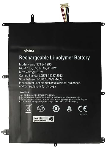vhbw Akku Ersatz für Trekstor A146, HW-371541200 für Notebook (5500 mAh, 7,6 V, Li-Polymer)
