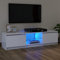 Annlera Meuble TV avec Lumières LED Colorées Blanc 120x30x35,5 cm Bois d'ingénierie Moderne Banc TV Maison Salon Grand Espace de Rangement Armoire Multimédia Meubles de Chambre à Coucher