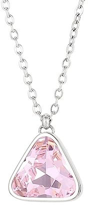 Mesnt Anhänger Halskette Silber, Edelstahl 45cm Kette mit rosa Dreieck Cubic Zirkonia Anhänger Halskette für Frauen Silber