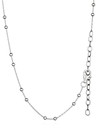 NKlaus 40/45+5cm Kugelkette 925 Silber rhodiniert längenverstellbar Halskette 2mm breit Silberkette Damen
