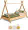 smartwood Tipi Kinderbett 60x120 mit Lattenrost und Rausfallschutz - Montessori Hausbett für Jungen und Mädchen - Bett aus Kiefernsperrholz mit Rausfallschutz und Lattenrost - 120x60 - Lackiert