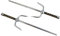TEKKA BUDO Sai Gabeln verchromt (Paar) - Silber 48.5 cm - Gewickelter Griff - Runde Form