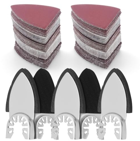 HiCOZZIE 130-Teiliges Schleifpad-Set mit Oszillierendem Werkzeug, 5-Teiliges Finger-Schleifpad und 125-Teiliges Finger-Schleifpapier, Multitool-Schleifaufsätze, Ersatzteile und Zubehör