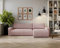Kaiser Möbel, Ecksofa mit schlaffunktion, mit Bettkasten, Schlafsofa Argon, Designer Sofa, Modern Design Couch, Polsterecke, Freistehend, Zoom Stoff- Dicker Cord Rosa Ottomane Rechts
