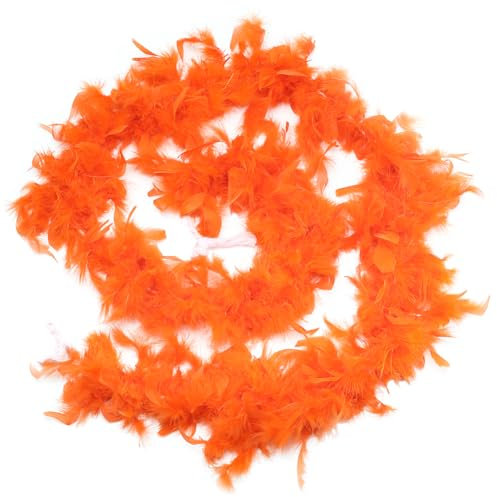 GORGECRAFT Bunte Federboas 2m Lang 15.5~20cm Dick Flauschige Federboas Orangefarbener Truthahn-Boa-Federschal Für Weihnachten Halloween Karneval Tanzparty Cosplay-Kostüm Verkleidungszubehör