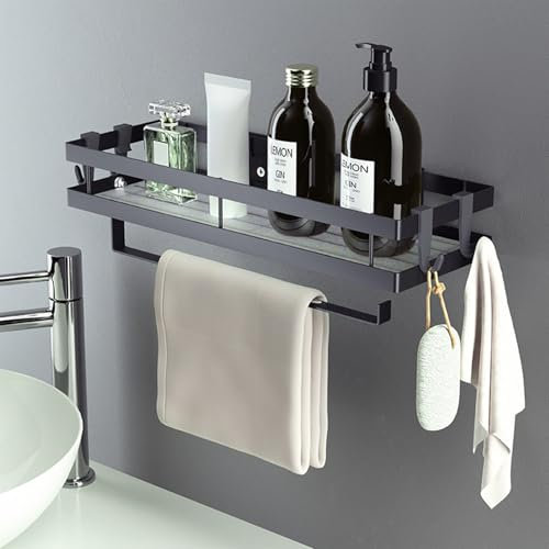 SHUESS Gewürzregal, Küchenregal, Gewürzregal Hängend Mit Küchenrollenhalter, küchen Organizer schublade, küchenutensilienhalter Wand Ohne Bohren, 35cm Schwarz