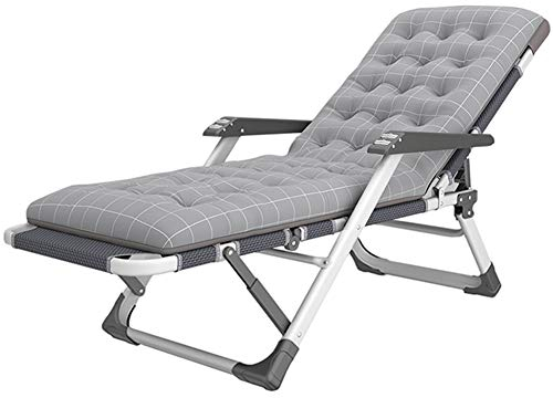 GaRcan Liegestuhl, robust, klappbar, Liegestuhl mit Kissen, grau, verstellbare Chaiselongue für Terrasse, Terrasse, Strand, Hof, Hopeful (Liegestuhl mit Polster)