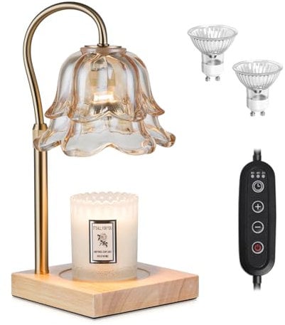 Candeldo Candle Warmer Lamp with Timer: Candle Lamps with 2 Bulbs Height Adjustable Home Bedroom Decor House Warming Gift Mothers Day Mom Gift for Women