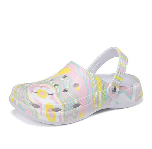 Zuecos Sanitarios Mujer, Unisex Zapatillas de Playa, Zuecos para Trabajo Sanidad Cocina Piscina Playa etc(Multicolor 4,39-40)