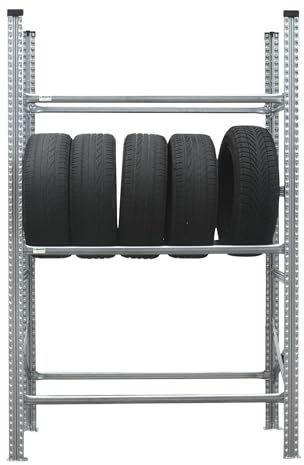 PROREGAL Reifenregal Stecksystem Proximo | Grundregal | HxBxT 200x120x40cm | 3 Ebenen | Fachlast 200 kg | bis zu 18 Reifen | Verzinkt | Garagenregal, Lagerregal, Kellerregal