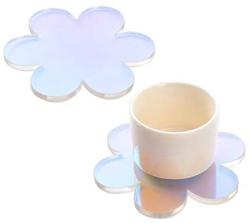 PH PandaHall 2 unids Posavasos de Acrílico Platos Decorativos Posavasos en Forma de Flor Posavasos Resistente al Calor Posavasos para la Decoración del Hogar, 9.8x8.9cm