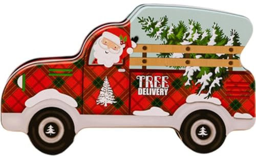 Lpitoy Christmas Cookie Tins Christmas Car Design Cookie Gift Tins with Lid Biscuits Can Small Gift Case Candy Tin for Xmas Party Favor Supplies