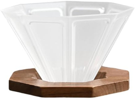 Soporte for Filtro de café, gotero for Verter sobre café, Taza con Filtro de café, Taza de café de Origami con Soporte de Madera de Nogal, cafetera de Goteo con diseño de Ranura Profunda(Transparent)