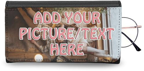 Fllamo Custodia per occhiali da sole personalizzata in pelle PU, borsa porta occhiali da sole personalizzata con foto/testo, custodia per occhiali da sole regalo per donne uomini Natale compleanno,