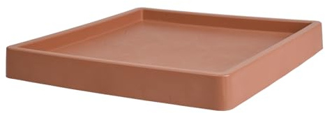 B2C Square Mobile Planter Saucer Flower Pot with Wheels Portable Plant Cart Base with wheels Home Garden Patio Trolley for Plants Lightweight Indoor/Outrdoor suitable (Medium - Terracotta)