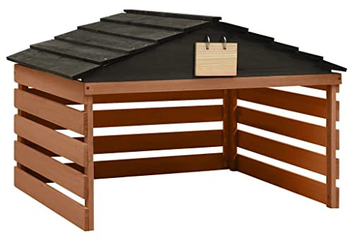 LLEZKBR Mähroboter Garage Schwarz und Braun 78x74x54cm Firwood