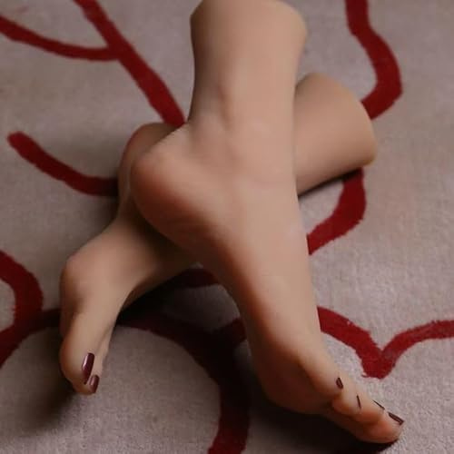 1 Paar weibliche Silikon-Fußmodelle in Lebensgröße 1:1 Ballett-Stil für Schmuck, Display, Tattoo, Übung, Kunstsammlung, gefälschter Fuß (inklusive Skelett, 36)