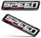 SkinoEu 2 x Aufkleber 3D Gel Silikon Stickers Autoaufkleber Auto Motorrad Fahrrad Helm, Abzeichen Emblem Speed Performance Schwarz Rot Silber KS 180