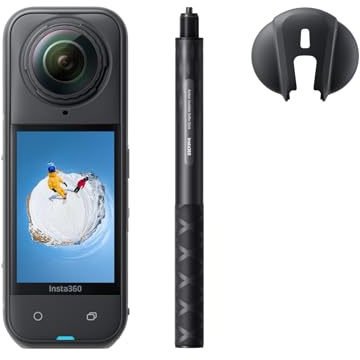 Insta360 X5 Pack Snowboard - caméra 360 8K étanche, Perche à Selfie Invisible, Basse lumière de Pointe, objectifs Robustes et remplaçables, 3h d'autonomie, Audio Net, stabilisation