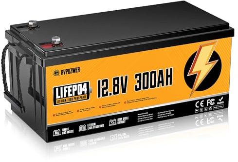 Batterie Lithium, 12V 300Ah Batterie Lifepo4 Rechargeable, 3840Wh BMS 200A Amélioré, 18000 Cycles Profonds, Protection Basse Température Intégrée Pour Camping Car, SystèMes Hors RéSeau, Bateaux