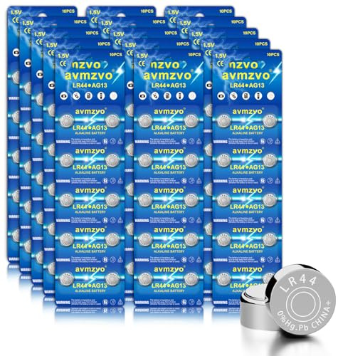 avmzvo LR44 Knopfzelle Batterien, 150 Stück, 1,5 V, langanhaltende Leistung, AG13/357/357A/A76/L1154, für Spielsachen, Taschenrechner, Messgeräte【5 Jahre LagerGarantie】