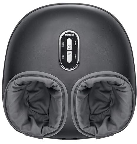 Nekteck Masseur de Pieds avec Chaleur, Appareil de Massage Pieds Shiatsu à Pétrissage Profond avec Rouleaux et Compression d’Air Réglables, Soulage La Fatigue, Cadeau Maman, Papa, Jusqu'à la Taille 48