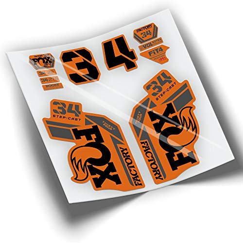 REF:VP321 Autocollants compatibles avec fourche FOX- 34 STEP CAST KASHIMA 2020,2021 VTT, autocollants, autocollants, vinyles pour vélos de montagne (ORANGE FORK)