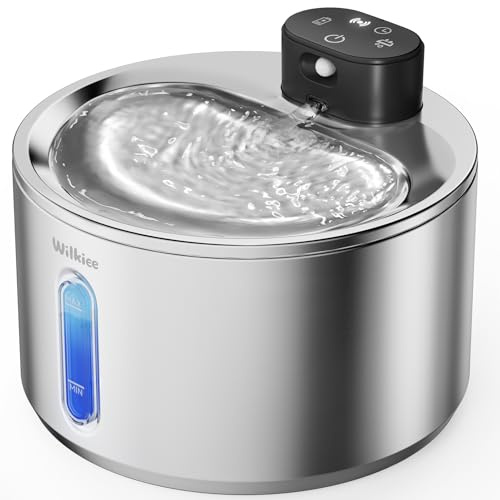 Wilkiee Stainless Steel Cat Water Fountain For Drinking, 4L Wireless Cat Fountain, 5000Mah Automatic Cat Water Bowl, 3 Work Modes, Pet Water Fountain For Kitty And Dogs(1 Pack Filters)
