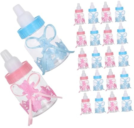 TOYANDONA 24 Stück Teiliges Shower Gastgeschenk Transparente Nachfüllbare Babyflaschen Süßigkeitenboxen Stabile Kunststoff Milchflaschen für Babyparty Deko Mädchen Jungen