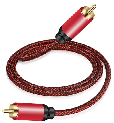 Tiierzon 1M Digital Coaxial RCA Cable M/M Braided Subwoofer Cord HDTV | Shielded braided coaxial cable provides stable digital audio for subwoofers, HDTV, home theater and HiFi audio gear.