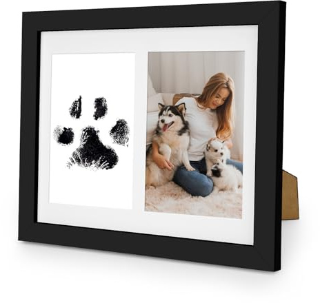 Pfotenabdruck Set Hund Pfotenabdruck Set Katze 3d Bilderrahmen Set Geschenk | Hundepfote Neugeborene fußabdruck Gedenkrahmen Andenken Geschenk für Haustierbesitzer Schwarz
