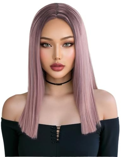 16-Zoll-synthetische Lange Gerade Lace-Front-Perücke, Natürlicher Haaransatz, Leimlose, Hitzebeständige Faserhaarperücken For Modische Frauen Flauschigs und Natürlich