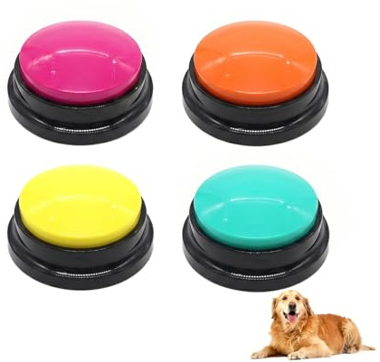 Vexnaro Set de 4 Botones de Comunicación para Perros con Grabación de Voz, Botones Personalizables para Adiestramiento y Juego Interactivo de Mascotas, para Perros y Gatos (Mezcla de Colores 4)