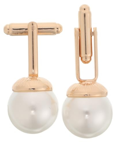 Kleiderknopf Perlen Gold 2 Stück Zinklegierung Kunststoff Elegant | Smokinghemden und Formelle Anlässe, Klassischer Stil, Glatte Oberfläche, für Bräutigam und Männer