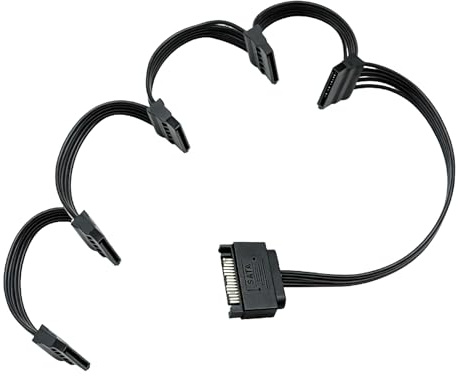 Cable de Alimentación SATA 15 Pines, Divisor SATA 1 Macho a 5 Hembras, Cable de Alimentación Interno Energía Molex para HDD SSD Unidad DVD CD, Adaptador de Fuente 18AWG para PC Servidor