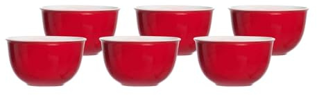 Ritzenhoff & Breker Doppio Müslischalen ø 14 cm, 6er Set, Schalen mit farbiger Außenseite, Buntes Mix-und-Match-Geschirr, Porzellan, Rot