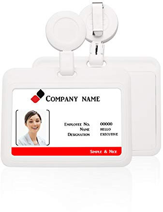 Porte-badge horizontal rétractable en plastique souple et résistant pour cartes de visite, fournitures de bureau Blanc