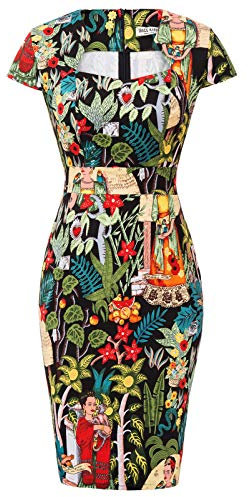 GRACE KARIN 40s Women Evening Party Short Sleeve Knee-Length Dress Rose Floral-35(CL7597) Small