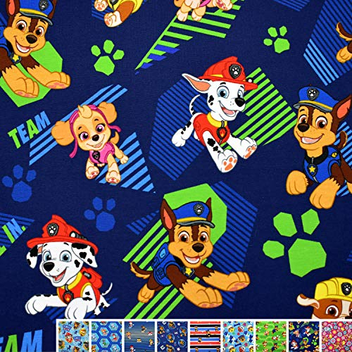 MAGAM-Stoffe Paw Jersey Kinder Stoff Oeko-Tex Meterware 50cm (08. One Team dunkelblau)