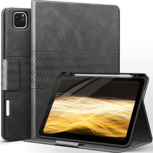 AUAUA Hülle für iPad Pro 12.9 Zoll 2022/2021/2020/2018 (6./5./4./3. Generation) mit Stifthalter, Auto Schlaf/Aufwach, PU Leder Folio Cover (Grau)