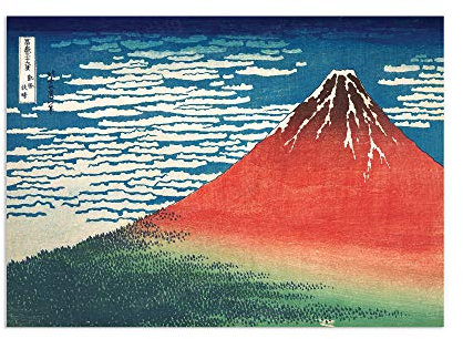 Japanisches Ukiyo-e Red Fuji Kunstdruck Poster - Katsushika Hokusai Gaifu Kaisei A3