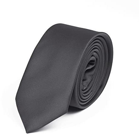 DWOY Herren Krawatte Solid Color Satin Schmale Herren Krawatte 6 cm (Dunkelgrau)