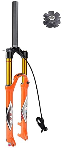 aiNPCde 26 27.5 29 Bike Forks MTB Air Suspension Fork Orange, Rebound Adjust Straight/Tapered Tube Manual/Remote Lockout Ultralight XC Mountain Bike Front Forks