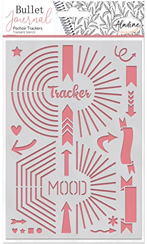 Aladine - Schablone Trackers für Bullet Journal – Scrapbooking und kreative Hobbys – Schablone Format A5, Buchstaben Stil Brush