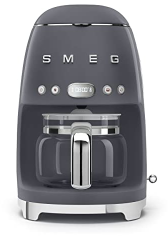 Smeg DCF02GRUK Drip Coffee Machine, Auto-Start Mode, Reuseable Filter, Digital Display, Anti-Drip System, Aroma Intensity Option, 1.4 Litre Tank, Slate Grey